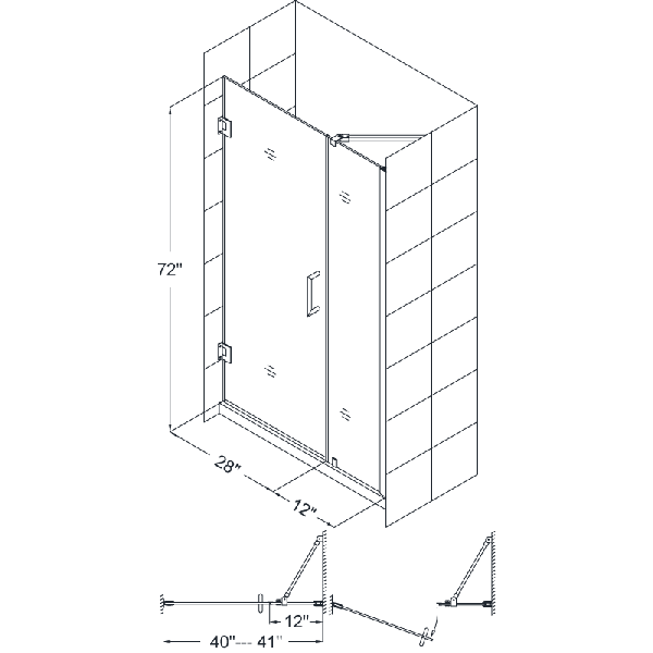 DreamLine SHDR-20407210 Unidoor Frameless 40-41" Adjustable Shower Door