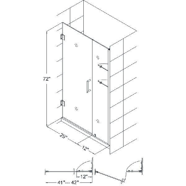 DreamLine SHDR-20417210S Unidoor Frameless 41-42" Shower Door W/ Shelves