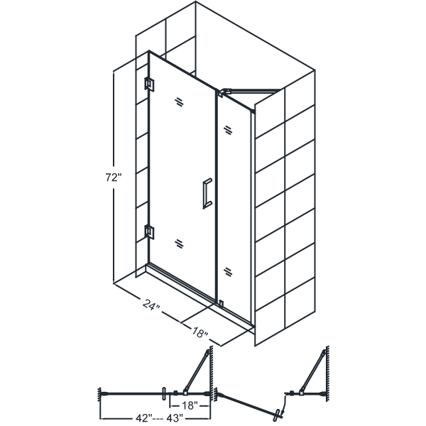 DreamLine SHDR-20427210C Unidoor Frameless 42-43" Adjustable Shower Door
