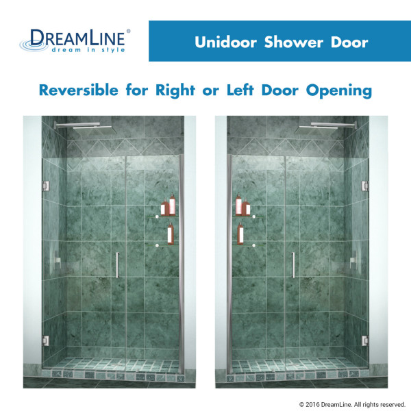 DreamLine SHDR-20427210CS Unidoor Frameless 42-43" Shower Door W/ Shelves