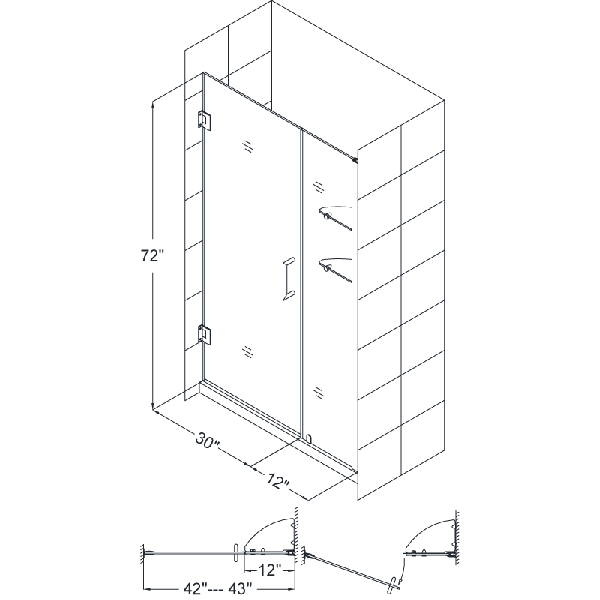 DreamLine SHDR-20427210S Unidoor Frameless 42-43" Shower Door W/ Shelves