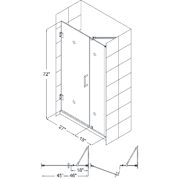 DreamLine SHDR-20457210 Unidoor Frameless 45-46" Adjustable Shower Door