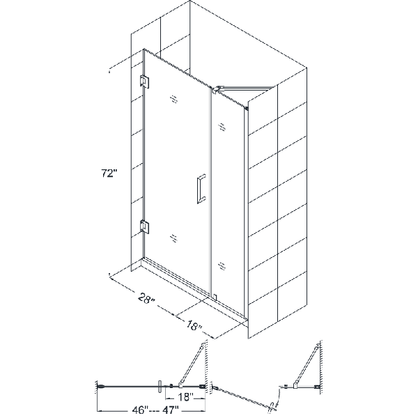 DreamLine SHDR-20467210 Unidoor Frameless 46-47" Adjustable Shower Door