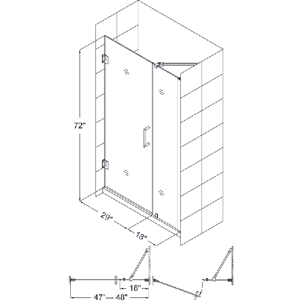 DreamLine SHDR-20477210 Unidoor Frameless 47-48" Adjustable Shower Door