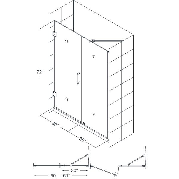 DreamLine SHDR-20607210 Unidoor Frameless 60-61" Adjustable Shower Door