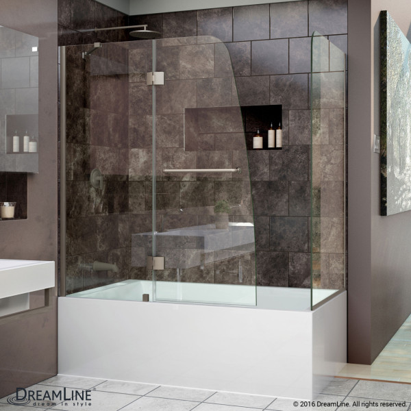 DreamLine SHDR-3148586-RT Aqua 56 to 60 x 58 Inch Hinged Tub Door