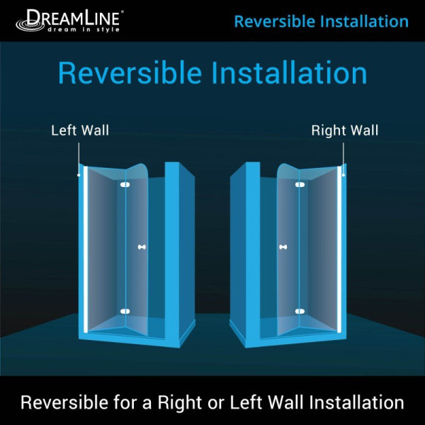 DreamLine SHDR-3630720-01 Aqua Fold Frameless Bi-Fold Shower Door In Chrome
