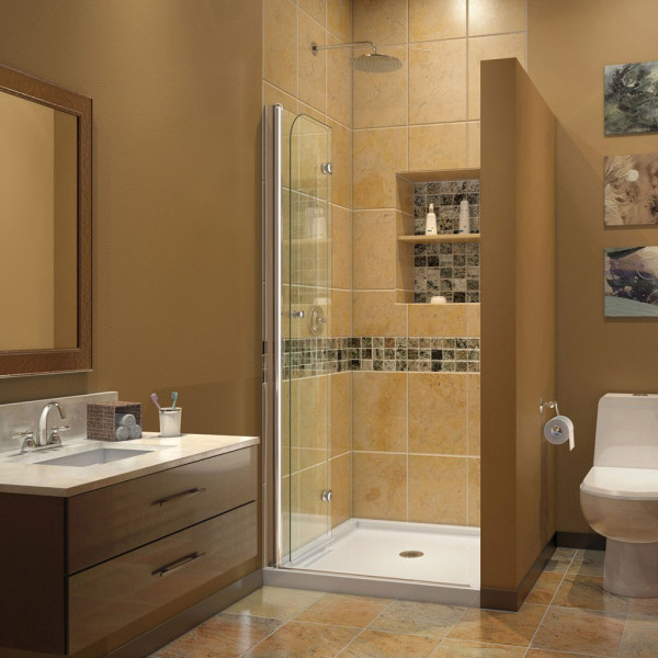 DreamLine SHDR-3634720-01 AquaFold Clear Glass Shower Door in Chrome Finish