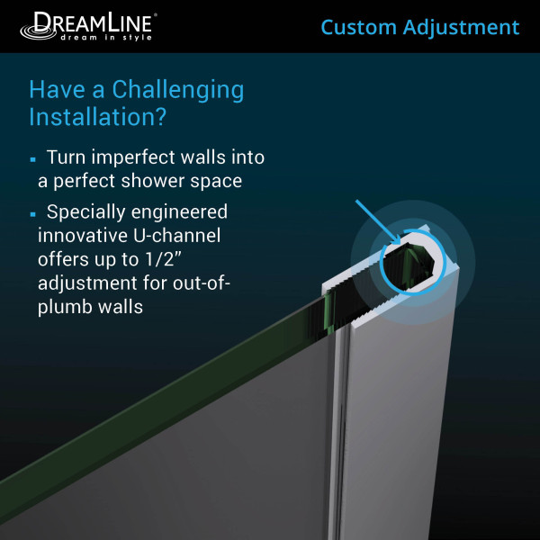 DreamLine SHDR-3734580-RT-01 Chrome Aqua Swing Tub Door with Return Panel