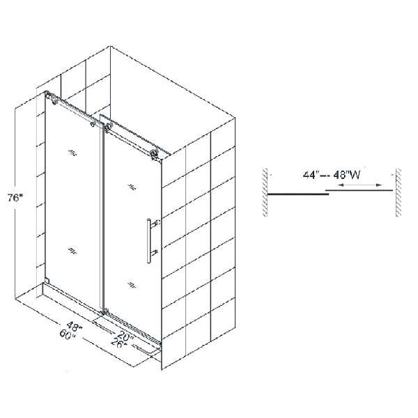 DreamLine SHDR-61487610-08 Reversible Clear Shower Door In Polished S. Steel
