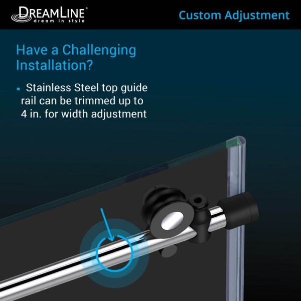 DreamLine SHDR-61606210-18 Enigma-XT Tuxedo 55-59 In. Frameless Sliding Tub Door