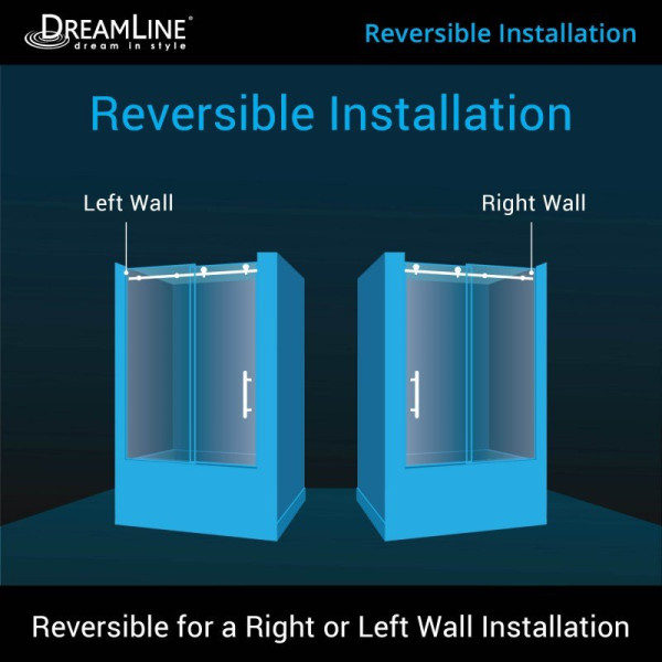 DreamLine SHDR-61606210-18 Enigma-XT Tuxedo 55-59 In. Frameless Sliding Tub Door