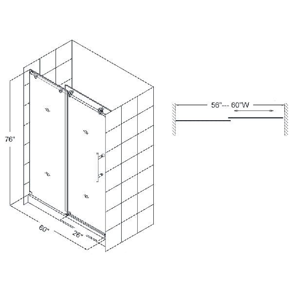 DreamLine SHDR-61607610 Enigma X 56-60 x 76" Clear Sliding Shower Door
