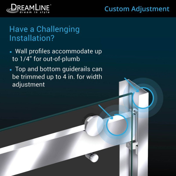 DreamLine SHDR-634876H-01 Essence-H Semi-Frameless Bypass Shower Door in Chrome