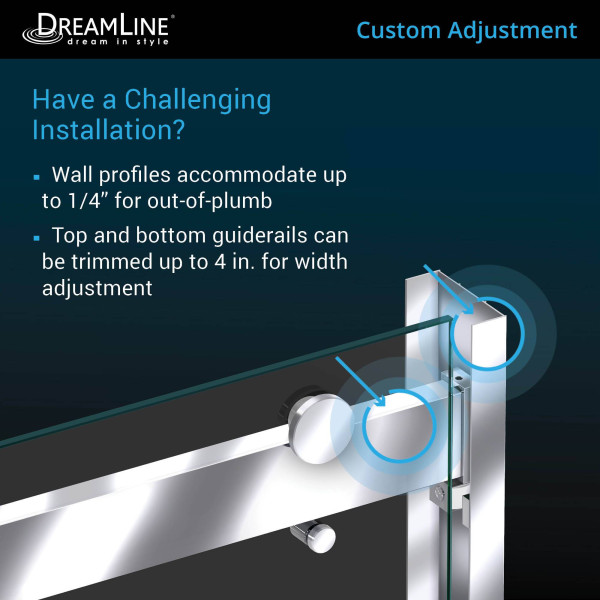 DreamLine SHDR-634876H-04 Semi-Frameless Shower Door In Brushed Nickel