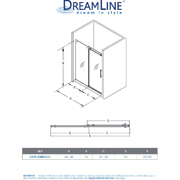 DreamLine SHDR-64487610 Enigma Air 44 to 48 in. Frameless Sliding Shower Door