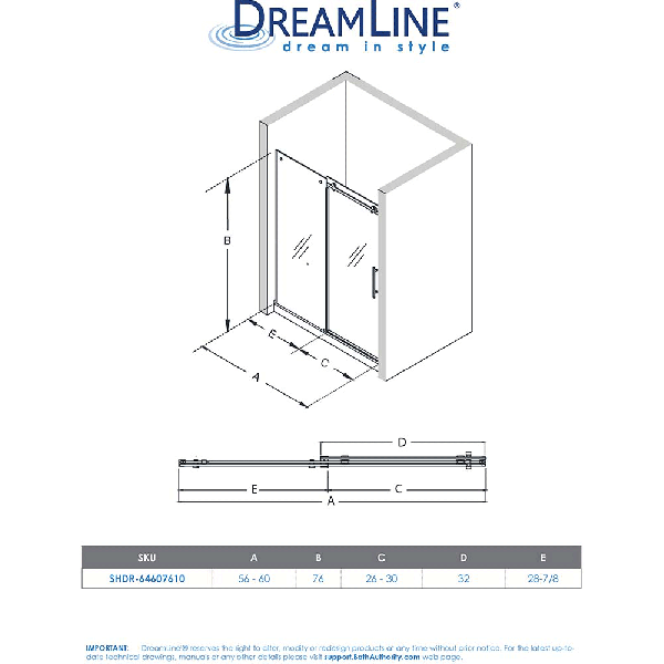 DreamLine SHDR-64607610 Enigma Air 56 to 60 in. Frameless Sliding Shower Door