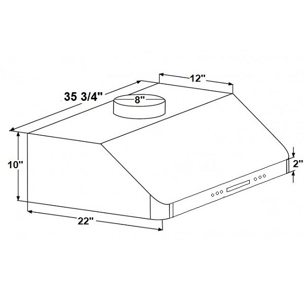 XtremeAir SP10-U36 Pro-X Series 36" St. Steel Under Cabinet Mount Range Hood