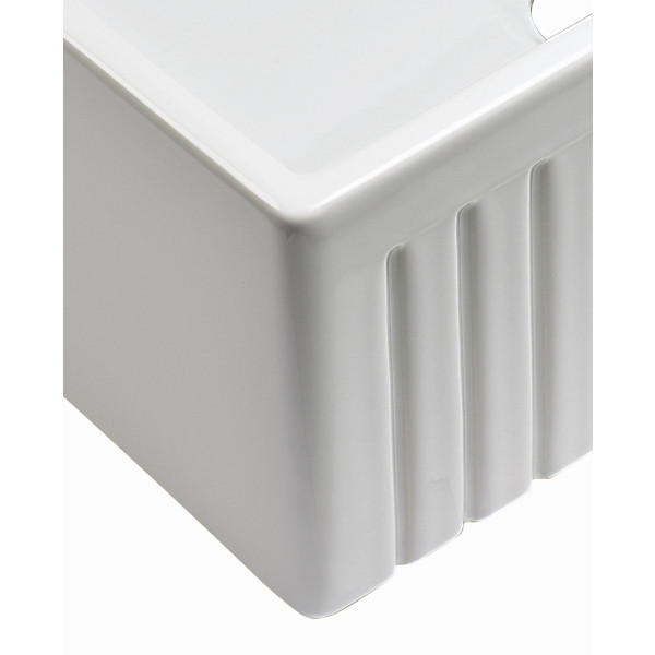 Empire SP30G 30 x 18 Inch Fluted Edge Front Fireclay Farmhouse Single Bowl Kitchen Sink and Grid