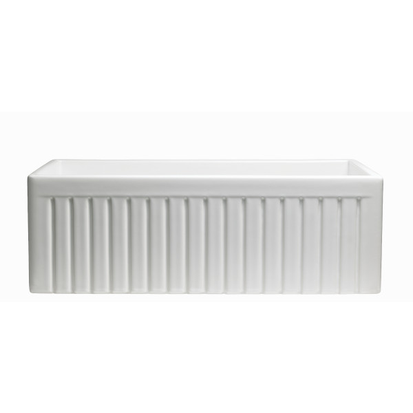 Empire SP30G 30 x 18 Inch Fluted Edge Front Fireclay Farmhouse Single Bowl Kitchen Sink and Grid