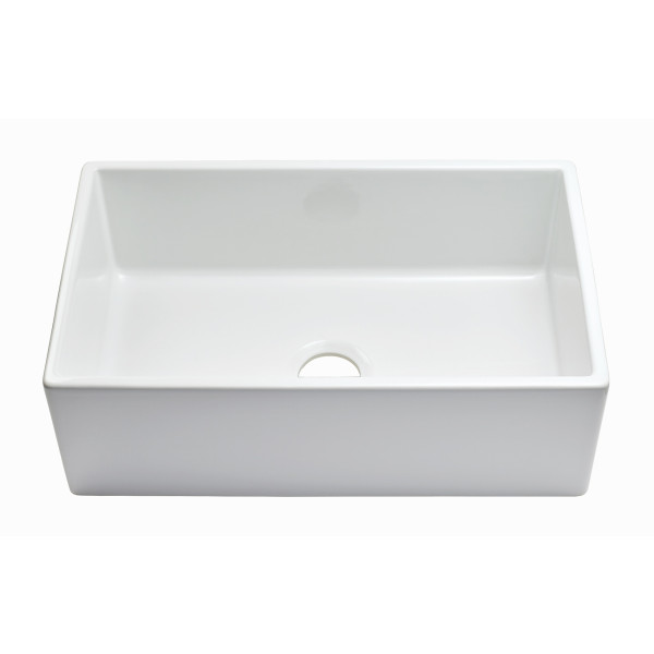 Empire SP30G 30 x 18 Inch Fluted Edge Front Fireclay Farmhouse Single Bowl Kitchen Sink and Grid