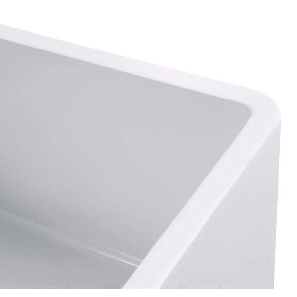 Empire SP33DG 33 x 18 Inch Fluted Edge Front Fireclay Farmhouse Double Bowl Kitchen Sink and Grid