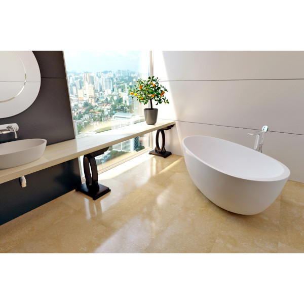 Aquatica Spoon2WM Egg Shaped Free Standing Solid Surface Bathtub In White