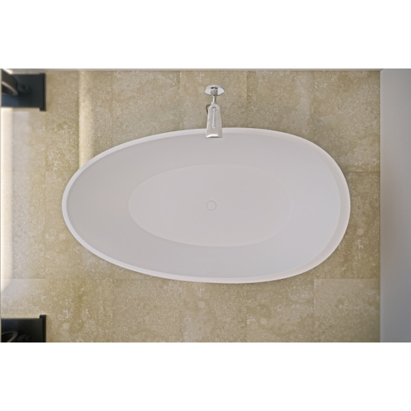 Aquatica Spoon2WM Egg Shaped Free Standing Solid Surface Bathtub In White