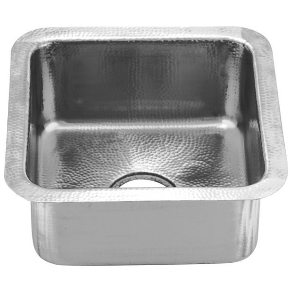 Nantucket Sinks SQRS-7MF 16.5 Inch Square Hammered Satin Matte Finish Stainless 