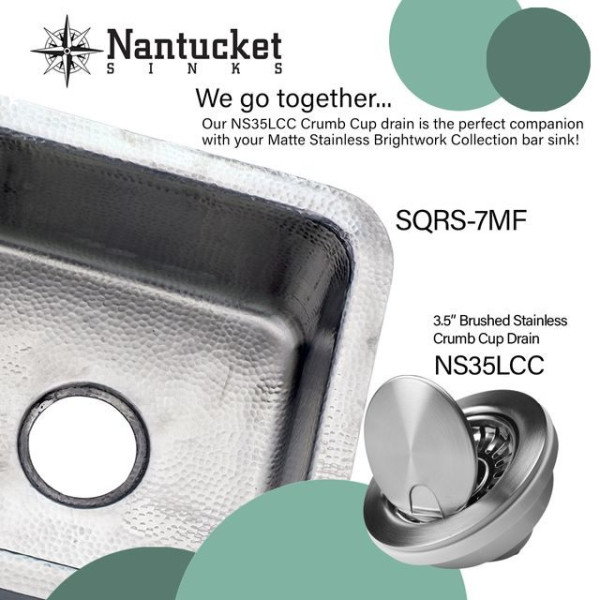 Nantucket Sinks SQRS-7MF 16.5 Inch Square Hammered Satin Matte Finish Stainless 