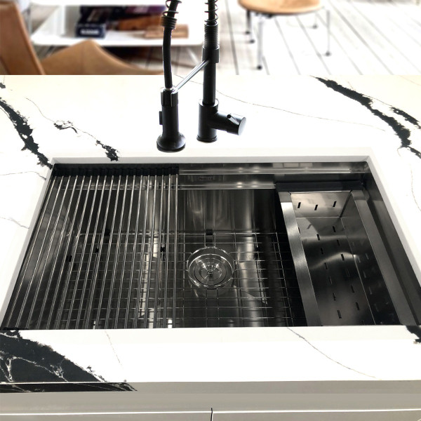 Nantucket Sinks SR-PS-3220-16 32 Inch Prep Station Stainless  Kitchen Sink