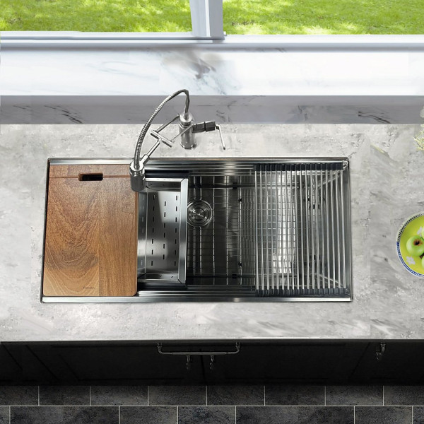 Nantucket SR-PS-4220-16 Single Bowl Undermount Stainless Steel Kitchen Sink
