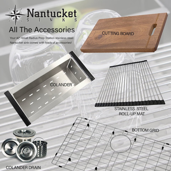 Nantucket SR-PS-4220-16 Single Bowl Undermount Stainless Steel Kitchen Sink