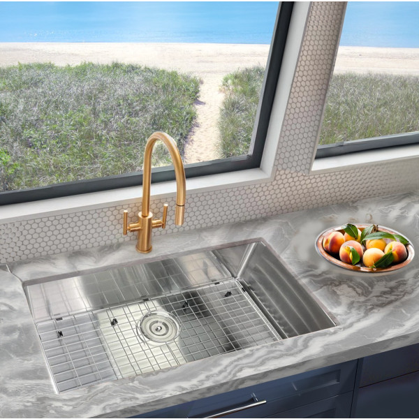 Nantucket SR3219-16 32" Single Bowl Small Radius Stainless Steel Kitchen Sink