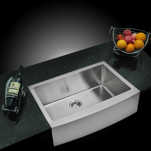 Water Creation SS-AS-3022B One Bowl Stainless Steel Farmhouse Kitchen Sink 