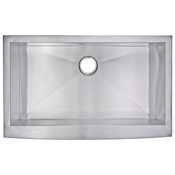 Water Creation SS-AS-3622A Zero Radius One Bowl Apron Front Kitchen Sink 