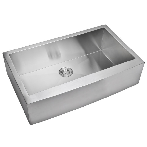 Water Creation SS-AS-3622A Zero Radius One Bowl Apron Front Kitchen Sink 