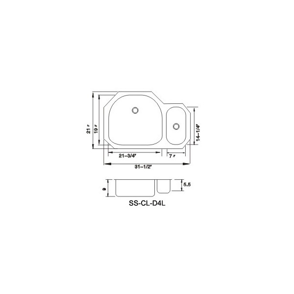 Lenova SS-CL-D4L Stainless Steel Sink 18 Gauge Unequal Double Bowl