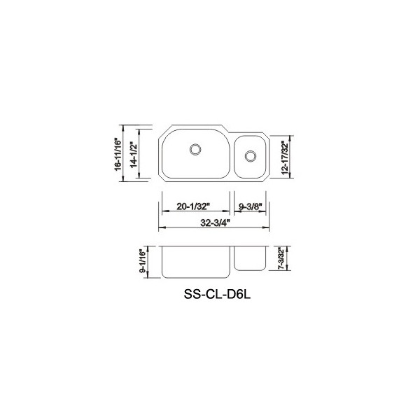 Lenova SS-CL-D6L Stainless Steel Sink 18 Gauge Unequal Double Bowl
