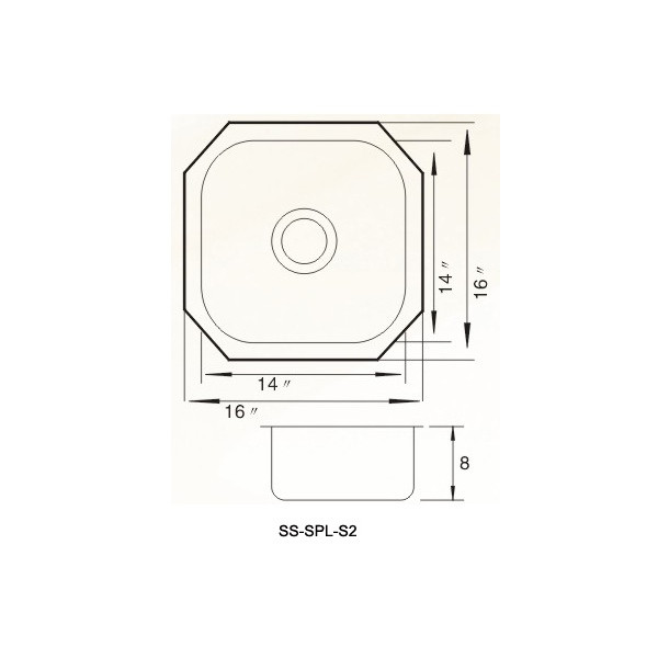 Lenova SS-SPL-S2 Stainless Steel Sink 18 Gauge Single Bowl 16 X 16 X 8