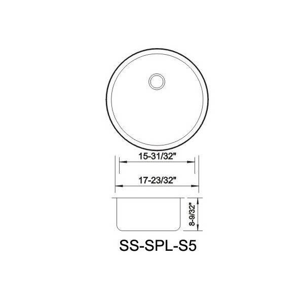 Lenova SS-SPL-S5 Stainless Steel Sink 18 Gauge Single Bowl Diameter 15 31/32