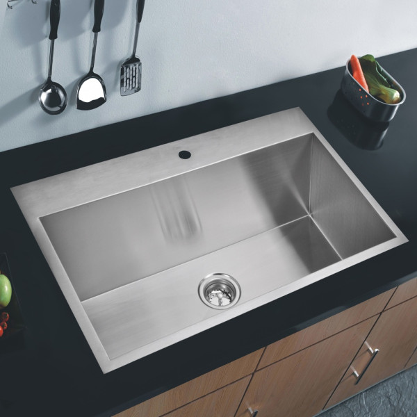 Water Creation SSS-TS-3322A Drop In One Bowl Stainless Steel Kitchen Sink
