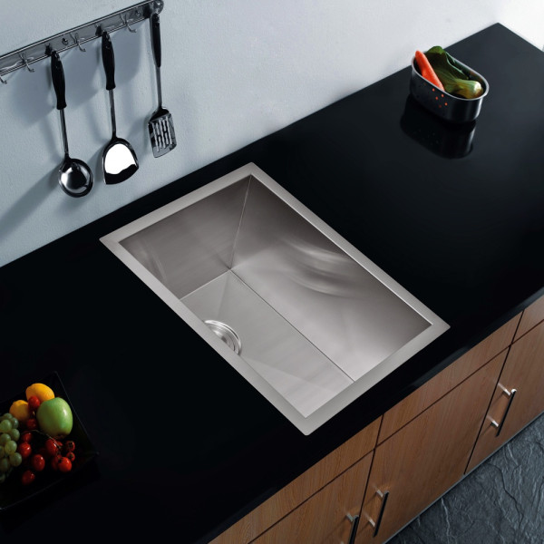 Water Creation SSS-U-1520A Single Bowl Stainless Steel Undermount Bar Sink