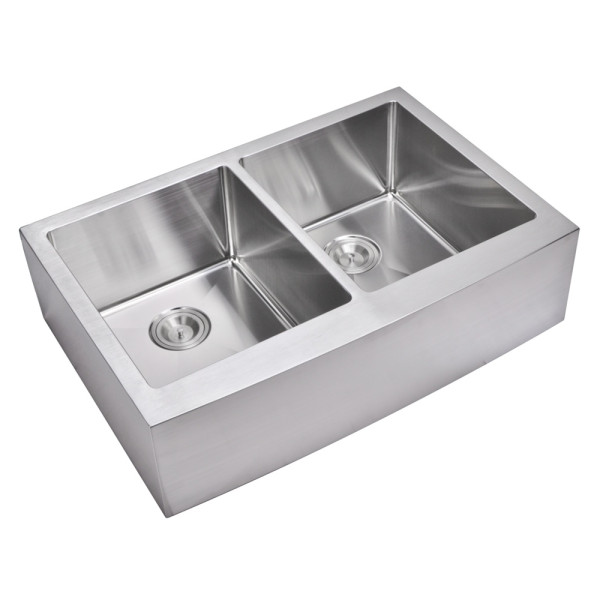 Water Creation SSSG-AD-3322C Double Bowl Hand Made Apron Front Kitchen Sink