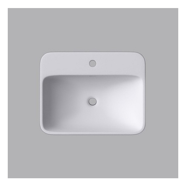 Cantrio Koncepts ST-2318 Solid Surface Semi Recessed Sink In Matte White With Overflow