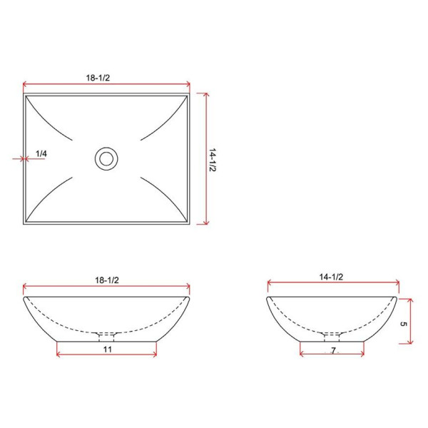 Lenova SV-32 Travertine Square Stone Sink Above Counter 18 1/2 X 14 1/2