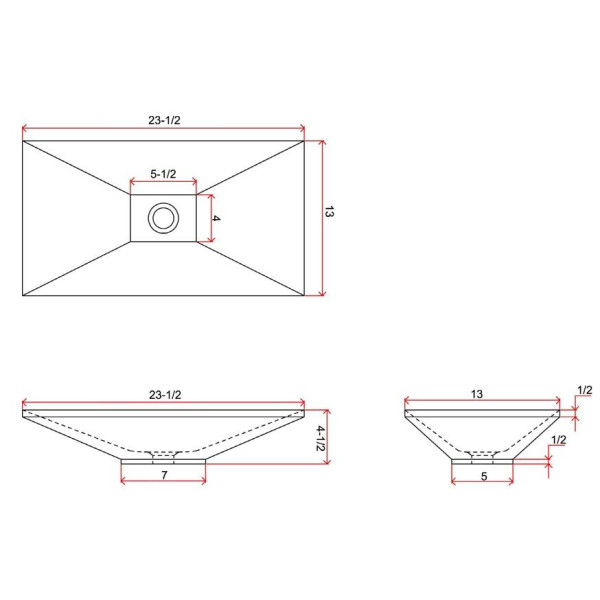 Lenova SV-50 Rectangle Travertine Stone Sink Above Counter 24 X 14