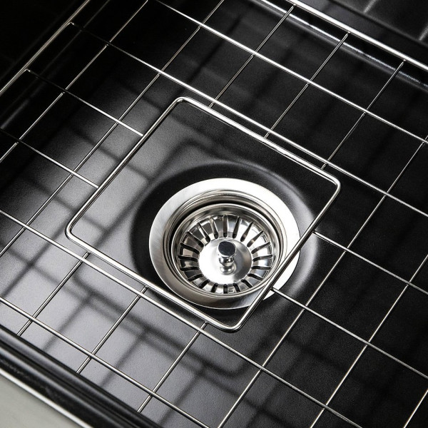 Nantucket T-PS30MB 30" Workstation Fireclay Apron Sink Side Drain - Matte Black