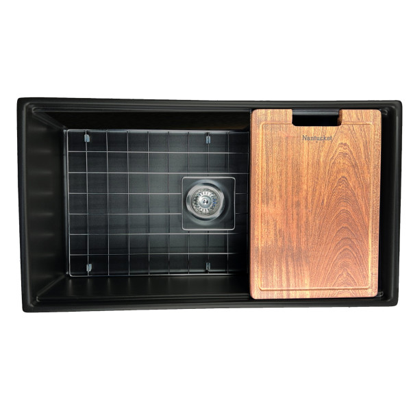 Nantucket T-PS33MB 33-inch Cape Collection Workstation Fireclay Apron Sink with 