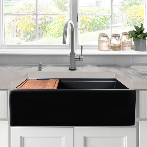Nantucket T-PS33MB 33-inch Cape Collection Workstation Fireclay Apron Sink with 